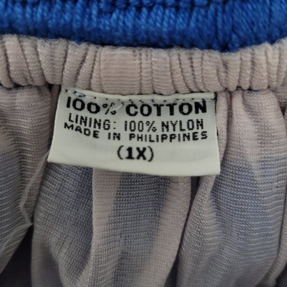 Vintage Crochet Full Skirt Pom Pom Knitted Knit Plus 1X Royal Blue w/ Slip - Picture 4 of 6